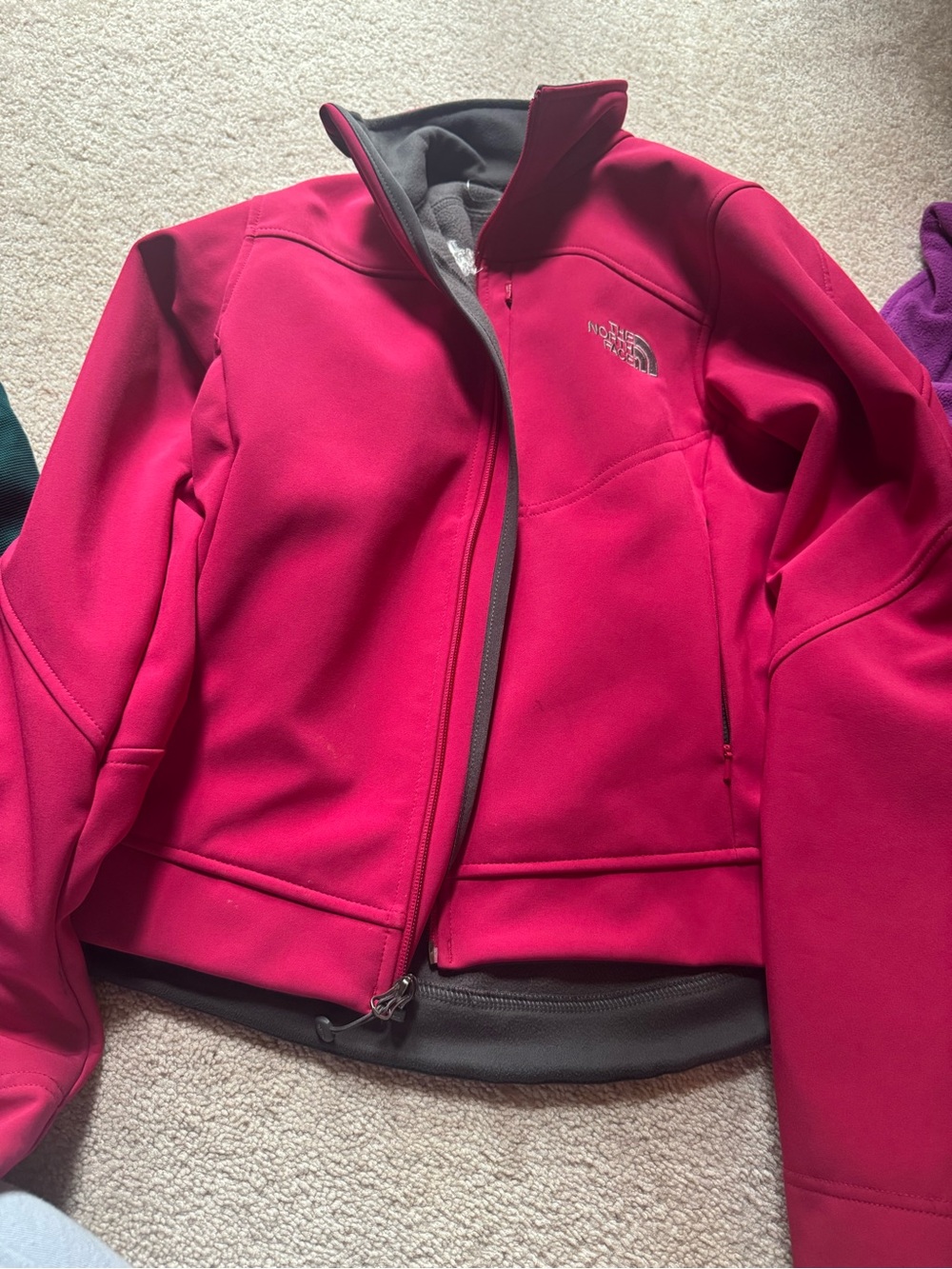 The North Face Women's Jacket in Bright Magenta with Gray Trim